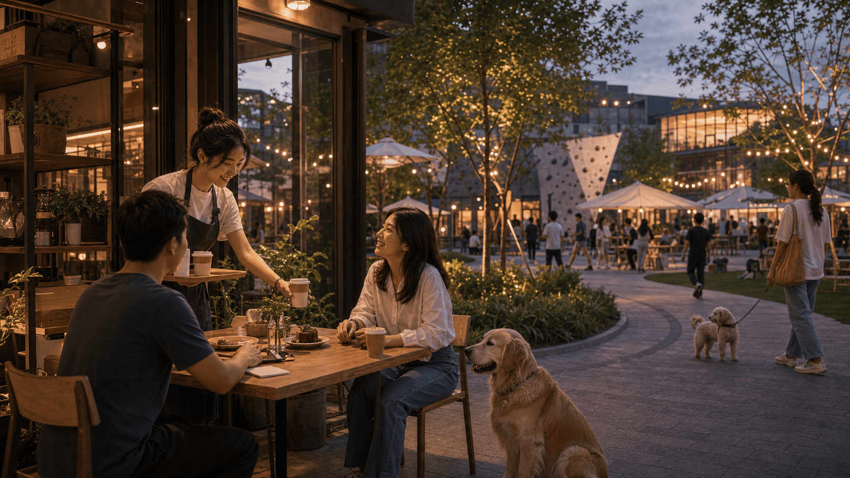 咖啡主理人店内宠物友好社区手机抓拍感配图